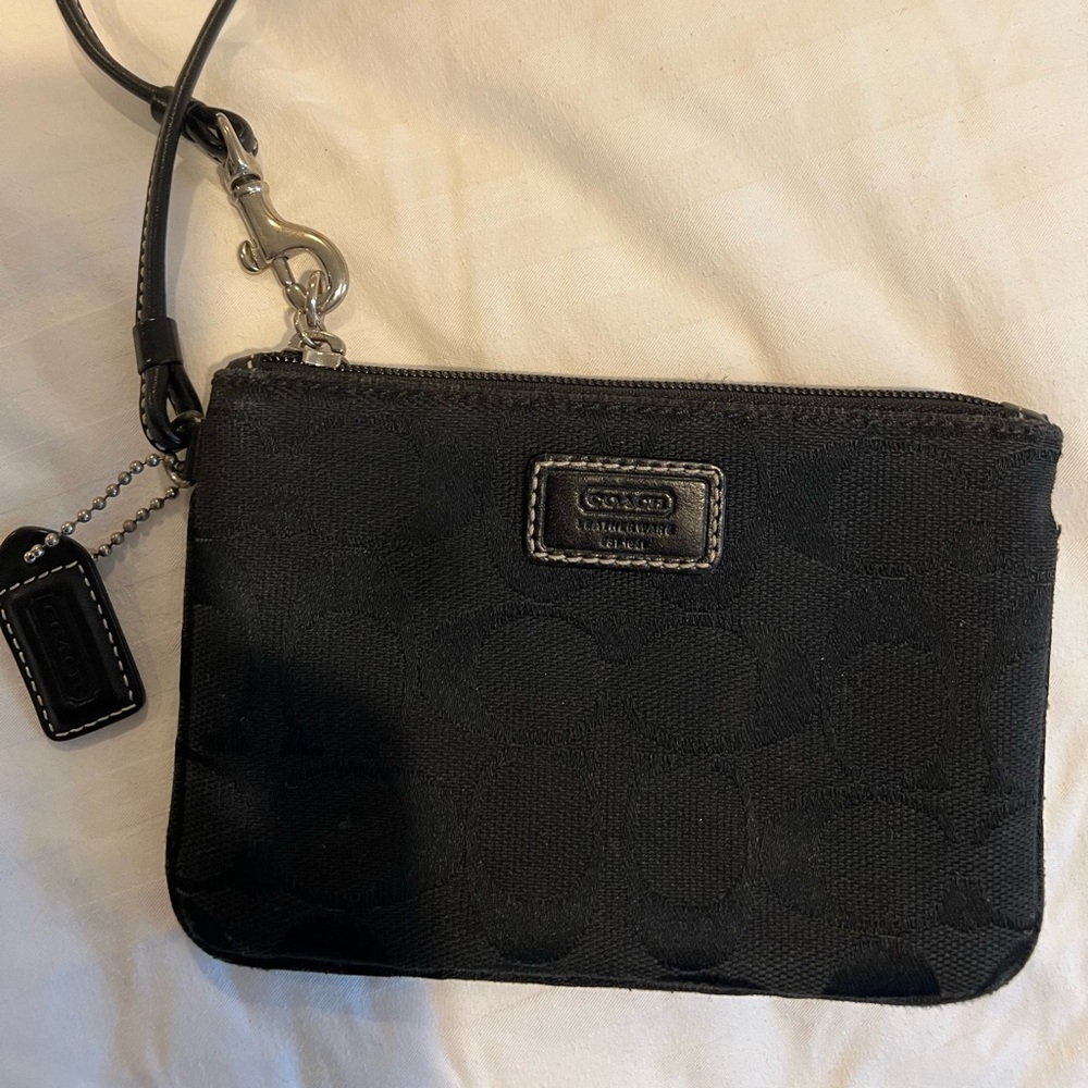 Coach Wristlet in Black with silver hardware- EUC